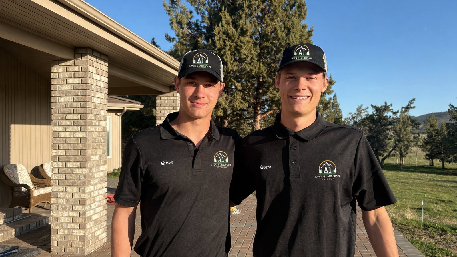 Hakon and Revere, owners of A1 Lawn & Landscape of Bend, Oregon